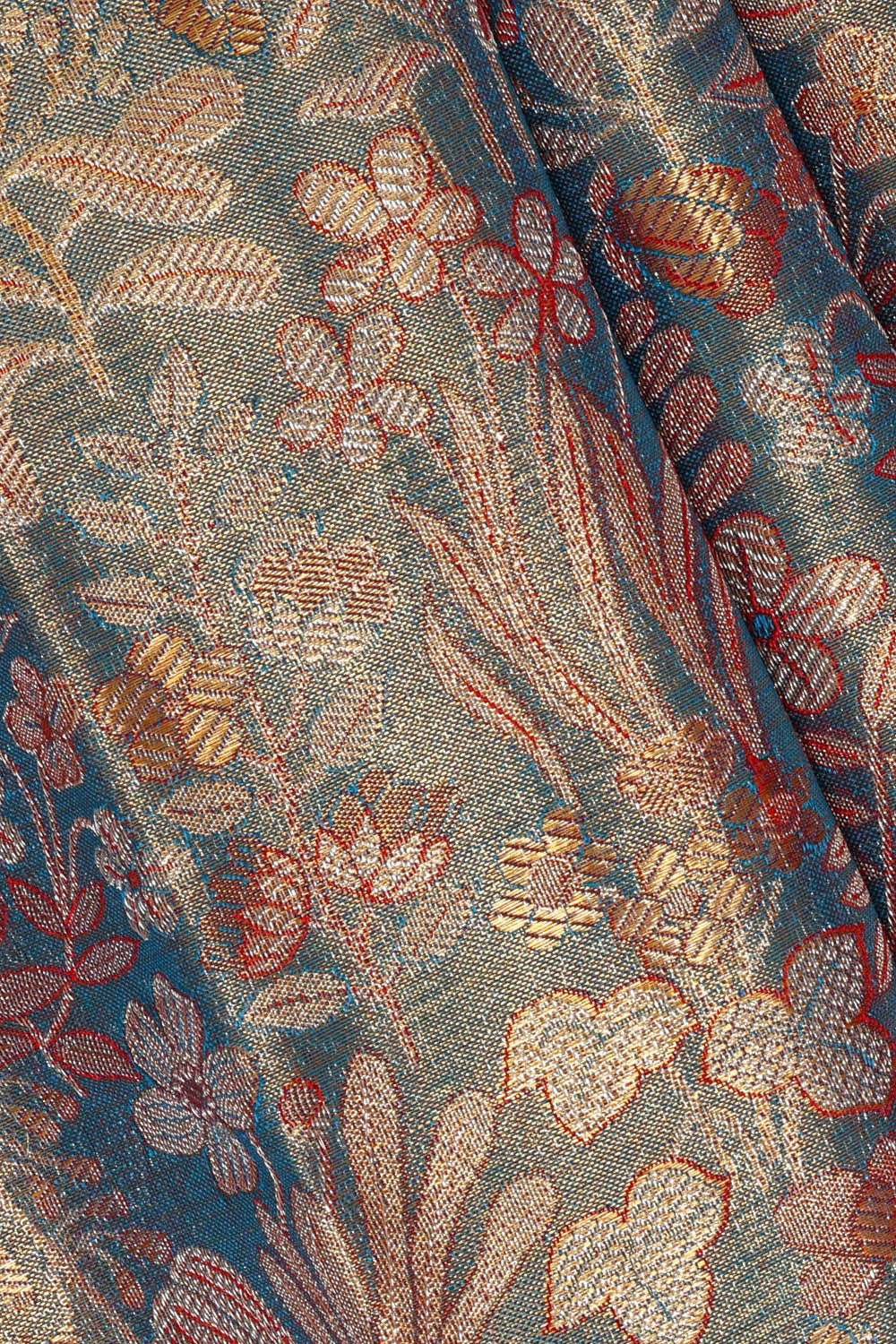 Image of Kanchipattu Blue Tissue Brocade Saree